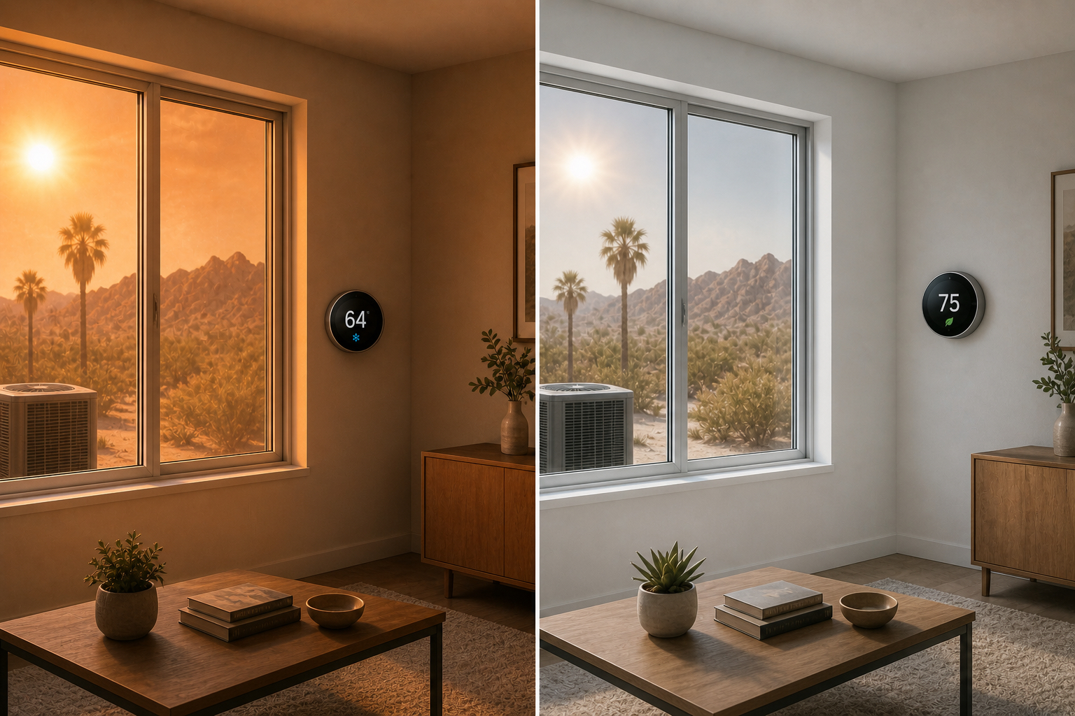 Efficient home interior versus heat gain through windows